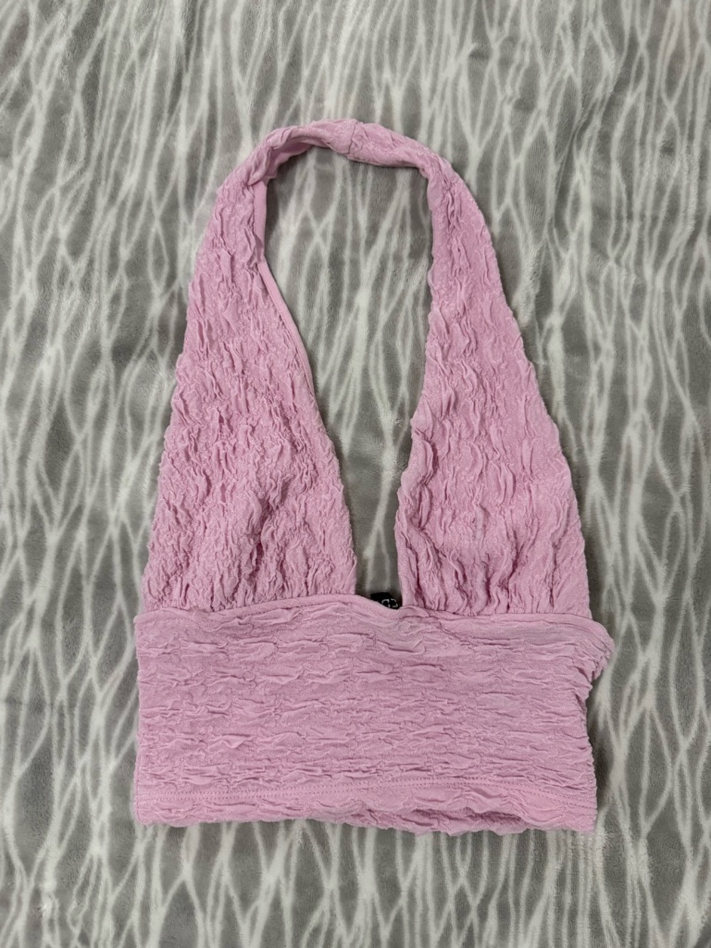 Textured Pink Halter Crop Top